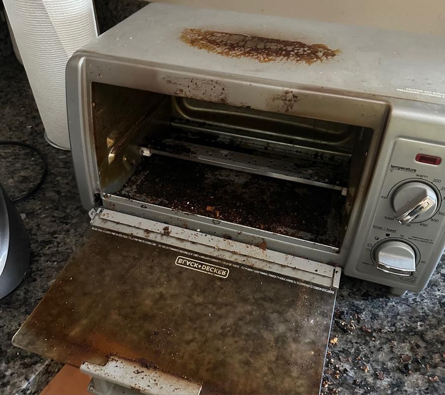 Toaster oven deep clean — before cleaning