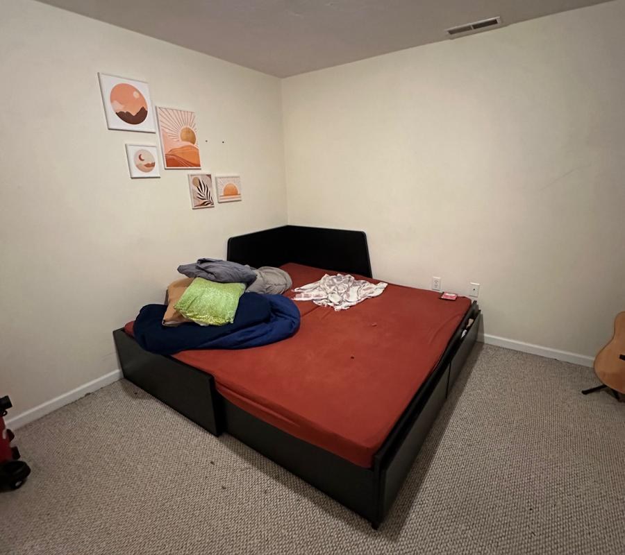 Bedroom reset — before cleaning