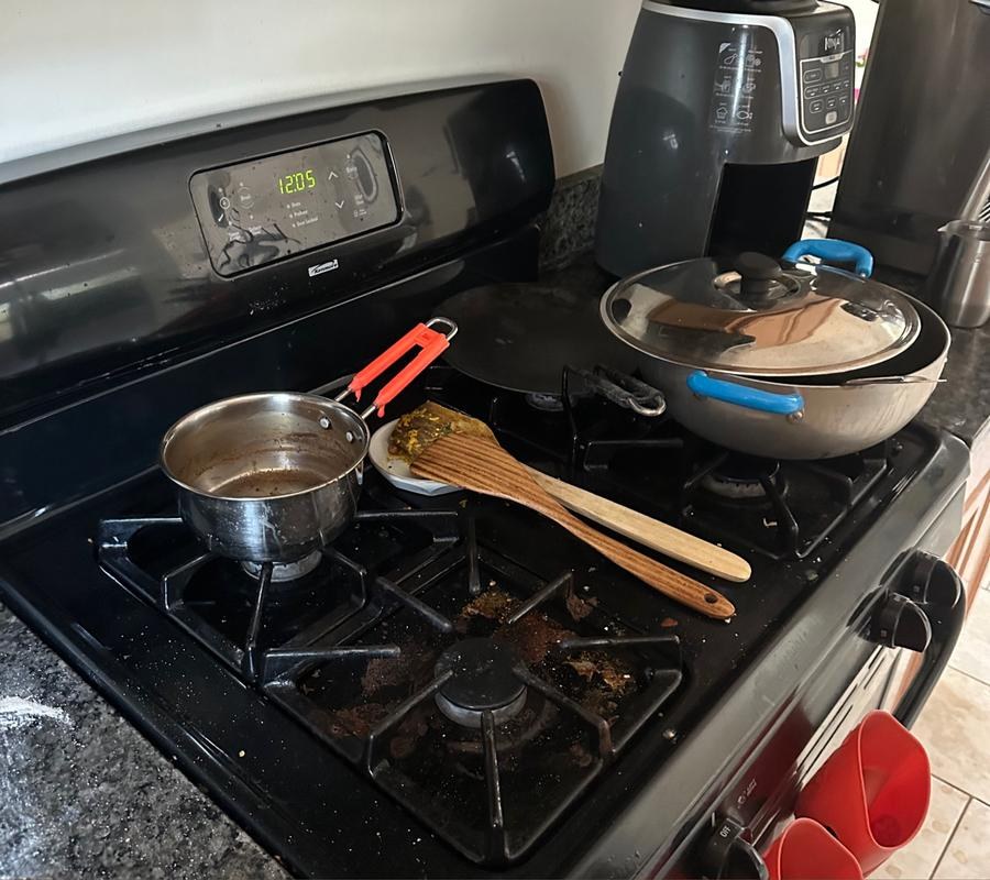 Stovetop degrease — before cleaning